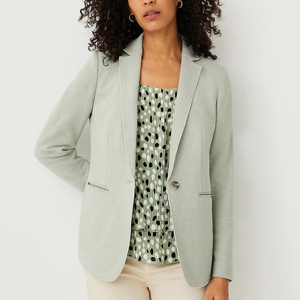 Ann Taylor Hutton Double Knit Blazer (Sage Green)